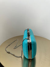 Load image into Gallery viewer, DVF Turquoise Raffia clutch bag, Size Small
