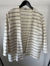 Load image into Gallery viewer, H&amp;M Cream Stripe open jacket, Size Large
