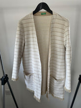 Load image into Gallery viewer, Benetton Cream Woven open fringed jacket, Size Large
