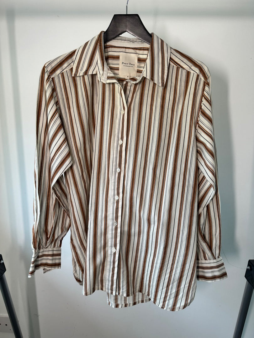 part two taupe striped oversized shirt, Size 38