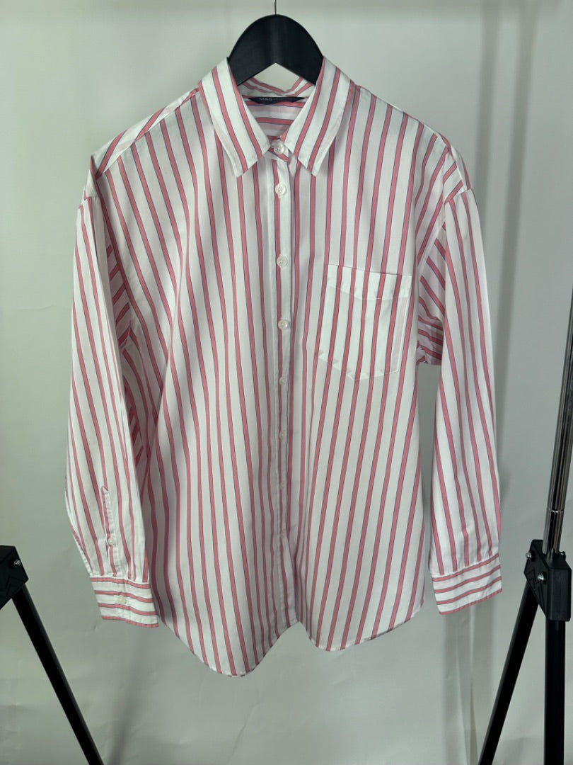 M&S Pink oversized stripe shirt, Size 14