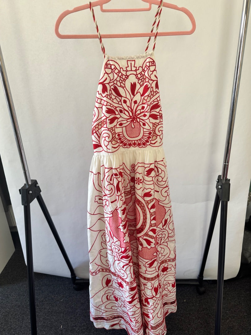 red valentino white embroidered maxi dress, Size 42