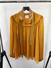 Load image into Gallery viewer, Forte Forte mustard Silk trim shirt, Size Large
