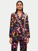 Load image into Gallery viewer, Jigsaw Multicoloured Midnight Garden silk blazer, Size 10
