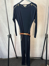 Load image into Gallery viewer, Michael Kors Navy Stretch belted jumpsuit, Size XS
