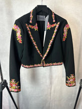 Load image into Gallery viewer, Giambattista Valli x H&amp;M Black Embroidered crop jacket, Size Medium
