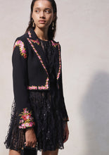 Load image into Gallery viewer, Giambattista Valli x H&amp;M Black Embroidered crop jacket, Size Medium
