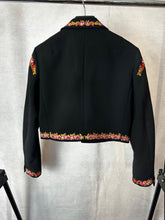 Load image into Gallery viewer, Giambattista Valli x H&amp;M Black Embroidered crop jacket, Size Medium
