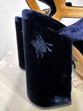 Load image into Gallery viewer, Charlotte Olympia navy Emma velvet heels, Size 38
