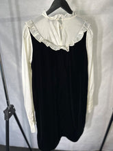 Load image into Gallery viewer, &amp; Other Stories black &amp; cream Two tone velvet dress, Size 38
