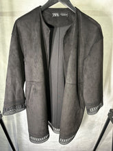 Load image into Gallery viewer, zara black faux suede jacket, Size xs
