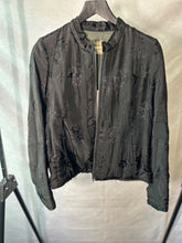 Load image into Gallery viewer, By Walid black silk embroidered bomber jacket, Size small
