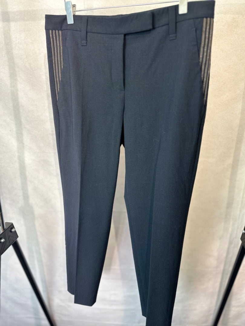 Brunello cucinelli Navy Virgin wool trousers, Size UK12