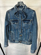 Load image into Gallery viewer, river island blue Denim jacket with bow, Size 12
