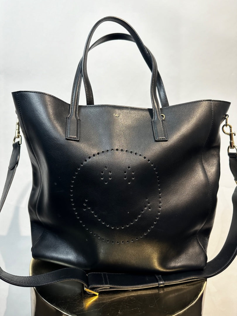 anya hindmarch black Perforated smiley face tote, Size