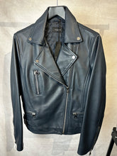 Load image into Gallery viewer, Autograph navy leather biker jacket, Size 14
