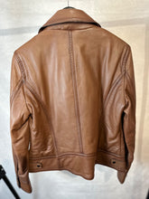 Load image into Gallery viewer, massimo dutti brown leather biker jacket, Size xl
