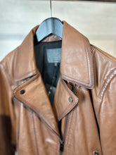 Load image into Gallery viewer, massimo dutti brown leather biker jacket, Size xl
