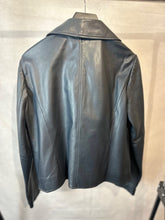 Load image into Gallery viewer, massimo dutti navy leather biker jacket, Size large
