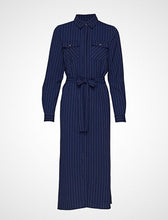 Load image into Gallery viewer, Gestuz navy Kinegz pinstripe shirt dress, Size 36
