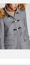 Load image into Gallery viewer, zara grey 3/4 coat with fur hood, Size XL
