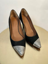 Load image into Gallery viewer, BASH black Suede heel with silver toe, Size 38
