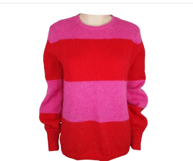 wyse london Pink and red Mohair striped sweater, Size M/L