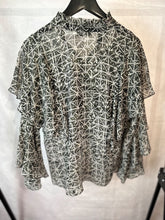 Load image into Gallery viewer, mint velvet khaki Noa ruffled blouse, Size xs
