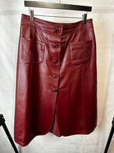 Load image into Gallery viewer, wyse london Burgundy Leather button through skirt, Size 3
