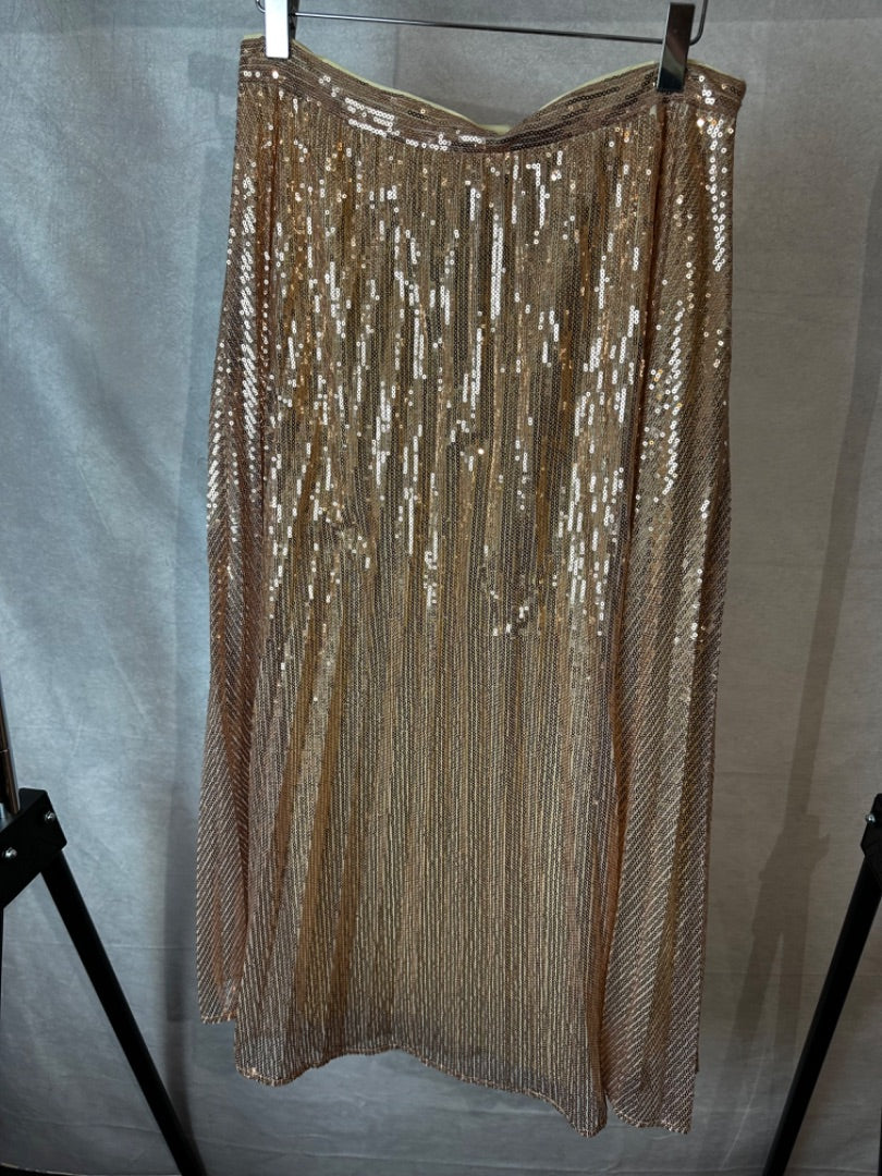 Wyse rose gold Sequin midi skirt, Size 3 - UK 12