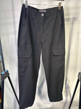 Load image into Gallery viewer, M&amp;S black cargo trousers, Size 8 - short
