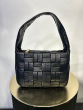 Load image into Gallery viewer, M&amp;S black leather woven bag, Size 14cm
