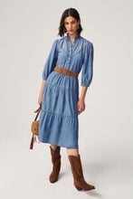 Load image into Gallery viewer, BASH blue chambray midi dress, Size 2
