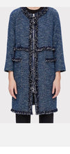 Load image into Gallery viewer, Theory blue Zarafilla tweed coat, Size large
