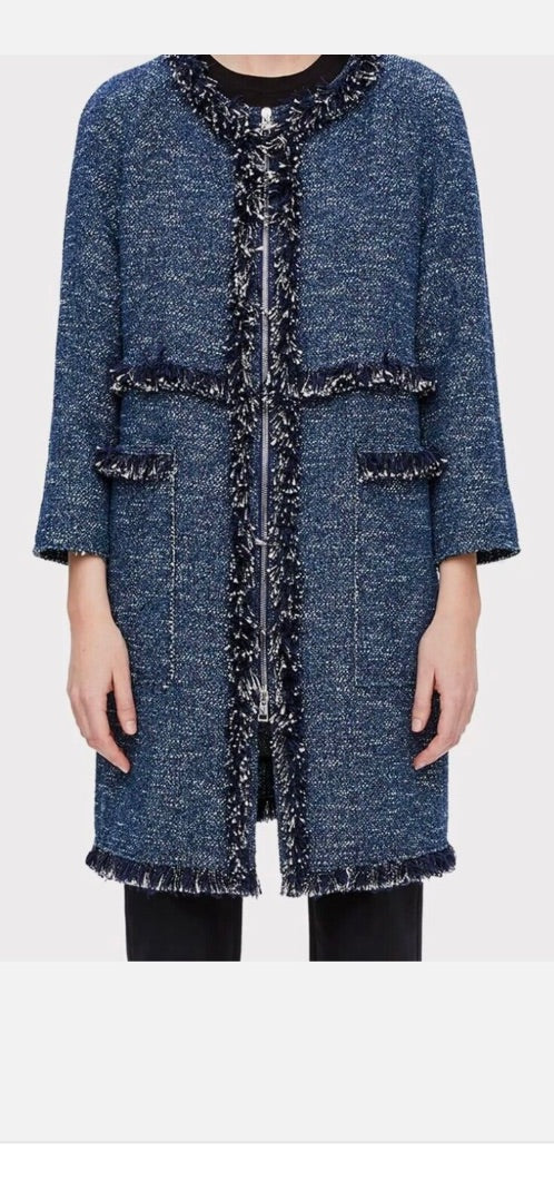 Theory blue Zarafilla tweed coat, Size large