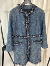 Load image into Gallery viewer, Theory blue Zarafilla tweed coat, Size large
