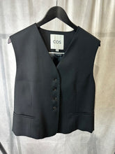 Load image into Gallery viewer, Cos black single breasted waistcoat, Size 42
