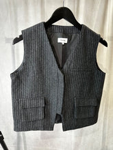 Load image into Gallery viewer, Levate Room grey Iris pinstripe waistcoat, Size small
