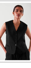 Load image into Gallery viewer, Cos black single breasted waistcoat, Size 42
