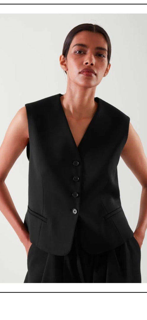 Cos black single breasted waistcoat, Size 42