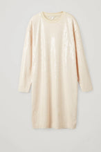 Load image into Gallery viewer, COS Cream Relaxed sequin dress, Size S
