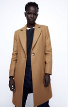 Load image into Gallery viewer, Zara Camel Relaxed single button coat, Size L
