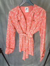 Load image into Gallery viewer, Olivia Annabelle coral Hastings deco eye print jacket, Size 10 - 12
