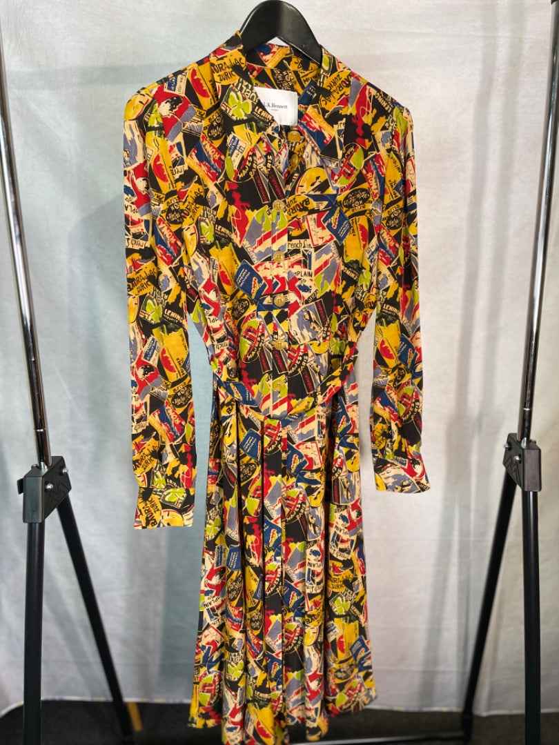 lk bennett Multicoloured dr runa silk shirt dress, Size 12