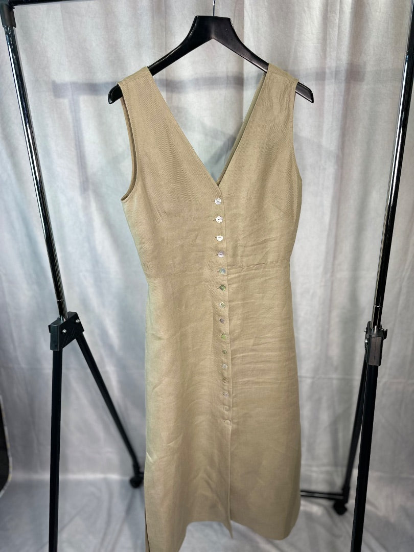 massimo dutti light khaki linen pinafore dress, Size 10