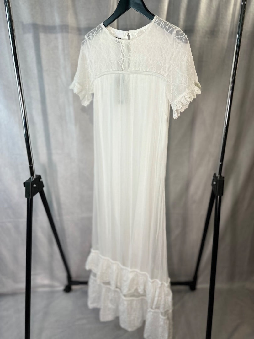 pinko white lace detail maxi dress, Size 38