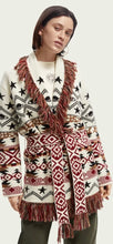 Load image into Gallery viewer, scotch &amp; soda multicoloured jacquard woven fringed cardigan, Size medium
