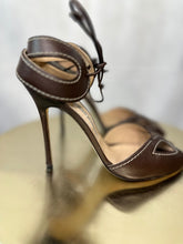 Load image into Gallery viewer, Manolo Blahnik Brown Leather tie ankle stilettos, Size 39
