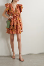 Load image into Gallery viewer, ulla johnson multicoloured marni frill dress, Size UK 14
