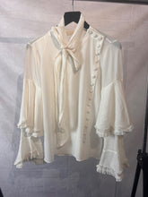 Load image into Gallery viewer, Chloe Ivory Cheesecloth bell sleeve shirt, Size Small
